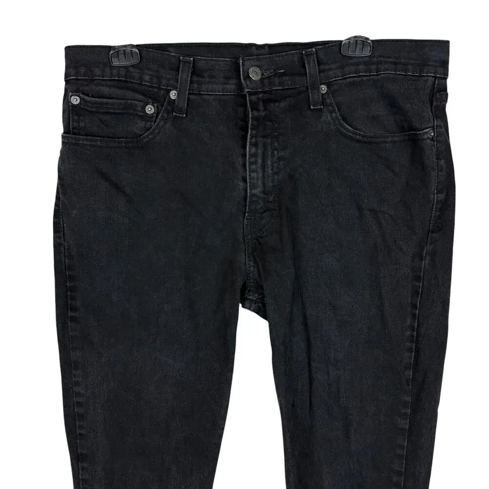 Levi's 511 Jeans Men 34x26 Black Denim Frayed Hem Mid-Rise Slim Fit Straight Leg